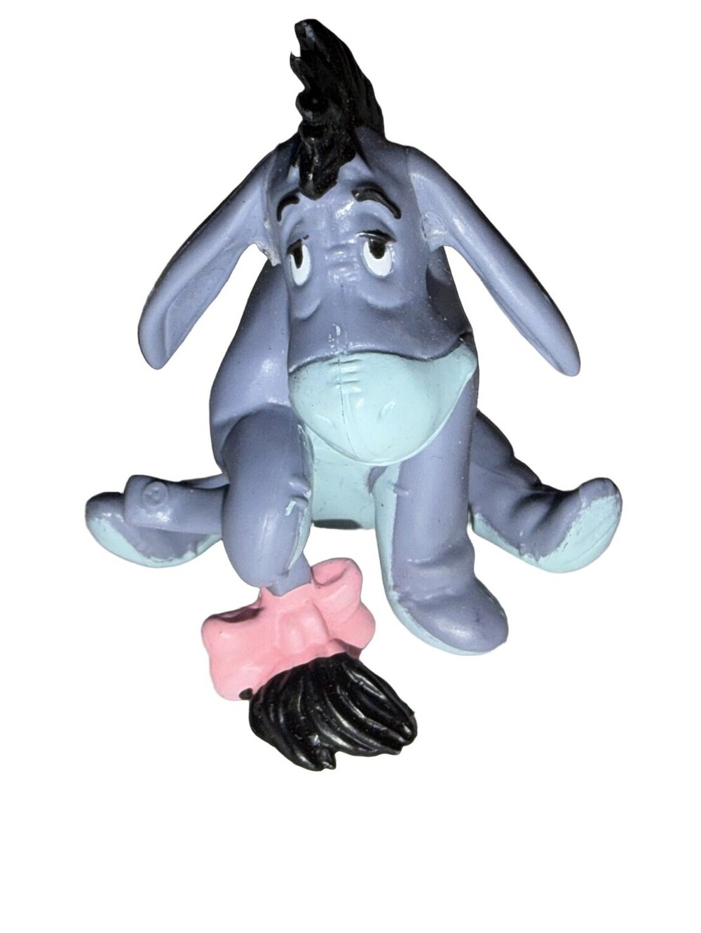 Disney Winnie the Pooh Eeyore PVC Figure Holding Tail Pink Bow Sitting Donkey